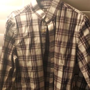 Express Blk Grey Button Up